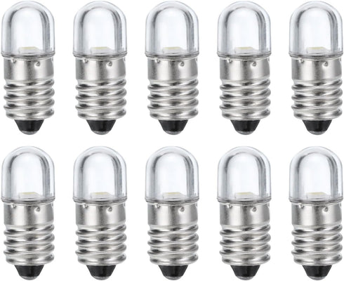 MECCANIXITY 12V/0.04A E10 Mini LED Light Bulbs, 10Pcs Miniature Screw Bulbs for Scientific Experiment Lighting