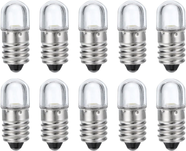 MECCANIXITY 12V/0.04A E10 Mini LED Light Bulbs, 10Pcs Miniature Screw Bulbs for Scientific Experiment Lighting