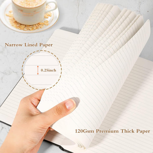 Huhuhero Lined Notebook Journal - 5.25" x 8.25", Hardcover, 120Gsm Premium Thick Paper, Dark Grey Faux Leather