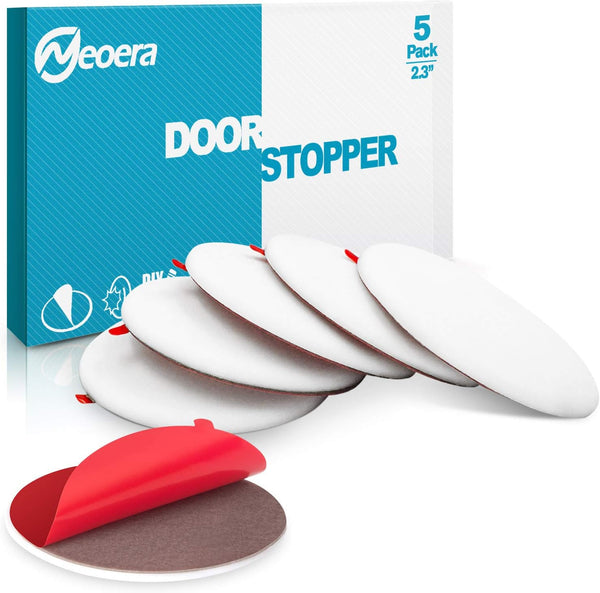 Neoera Door Stopper Wall Protector (5 Pack), 2.3" Rubber Door Handle Bumper with Self Adhesive Sticker (White)