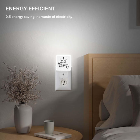 Jahiona White,0.5W LED Night Light Lamp with Smart Sensor Dusk to Dawn Sensor,Funny Queen Crown Night Light Daylight