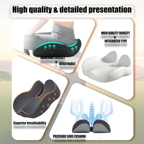Tailbone CXC Seat Cushions for Office Chairs Recovery Memory Foam, Seat Cushion for Desk Chair, Car, Wheelchair, Hip