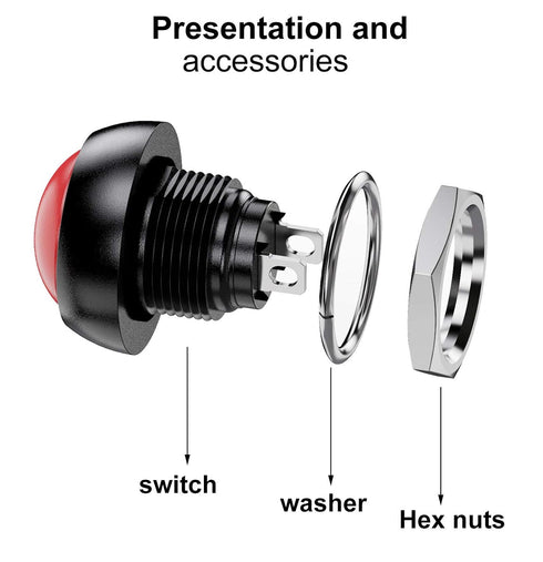 Waterproof Momentary Push Button Switch - 12MM Normal Open Mini Micro Switch ON-Off, 35PCS in 7 Colors