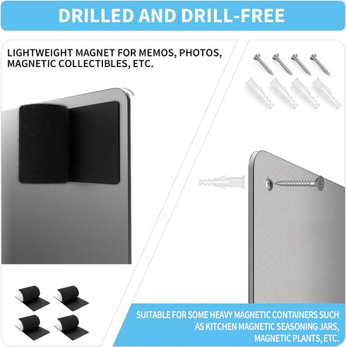 Magnetic Board, 17.1" x 11.8" Magnet Display for Wall, Refrigerator, Cabinet, with Dual Lock Tape for Hanging