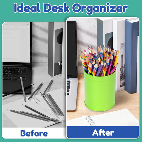 9 Pack Metal Pen Holders, Colorful Desktop Pencil Cups, Mini Pencil Bucket, Makeup Brush Storage Organizers, Crayon
