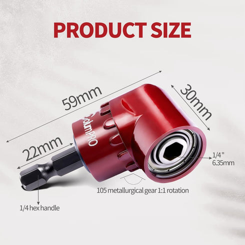 1/4 Inch 105 Degree Right Angle Driver Adapter, Hex Shank Power Screwdriver, Quick Change Magnetic Bit Socket