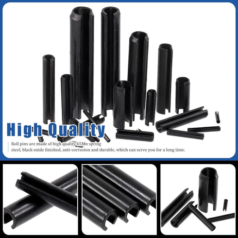 Glarks 405Pcs Roll Pin Assortment Set, 27 Sizes Slotted Spring Pins for Home Improvement and Automotive Repair
