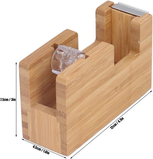 Pssopp Desktop Tape Dispenser Tape Base Mini Tape Dispenser Desktop Tape Dispenser Bamboo Wood Tape Cutter Holder Adhesive Roll Base Stationery Tool by Pssopp