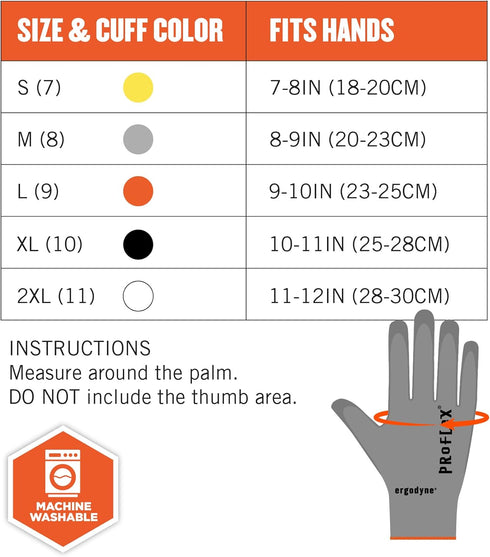 Ergodyne ProFlex 7024 Cut Resistant Work Gloves, ANSI A2, PU Coated Palms for Flexible No Slip Grip, Gray, Medium