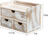 ZHWS Rustic Distressed White 3-Tier Wood Desk Organizer, Mini Desk Storage Shelf with 3 Drawers for Office Supplies