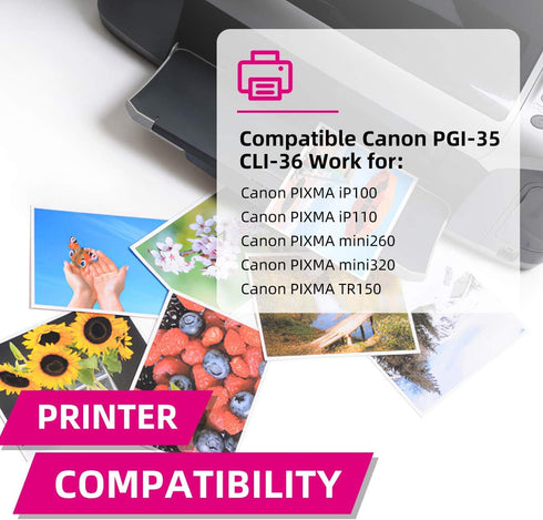 PGI-35 Black Compatible Ink Cartridges Replacement for Canon PGI-35 CLI-36 for Pixma iP110 iP100 mini260 mini320 tr150