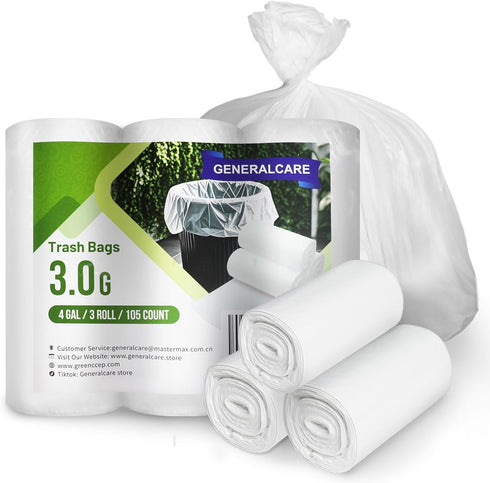 4 Gallon Small Trash Bags 105 Count Tear & Leak Resistant Small