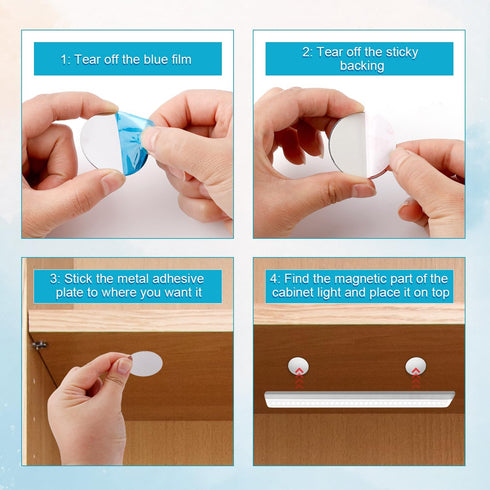 BOXOB 6pcs Counter Under Cabinet Lights Magnetic Sticky, Metal Replacement Magnetic Strips with Adhesive Backing Magnet