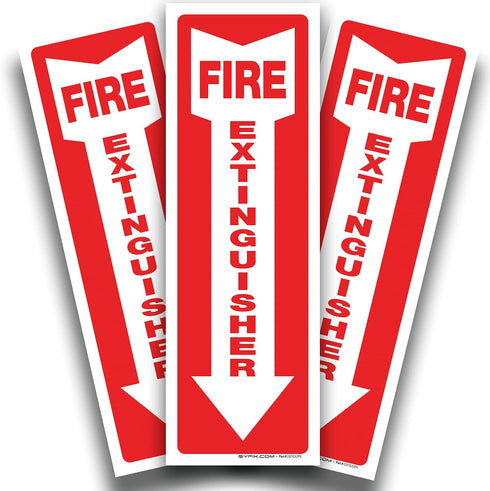 iSYFIX Fire Extinguisher Signs Stickers – 3 Pack, 4x12 Inch, Premium Self-Adhesive Vinyl Decal, Indoor & Outdoor