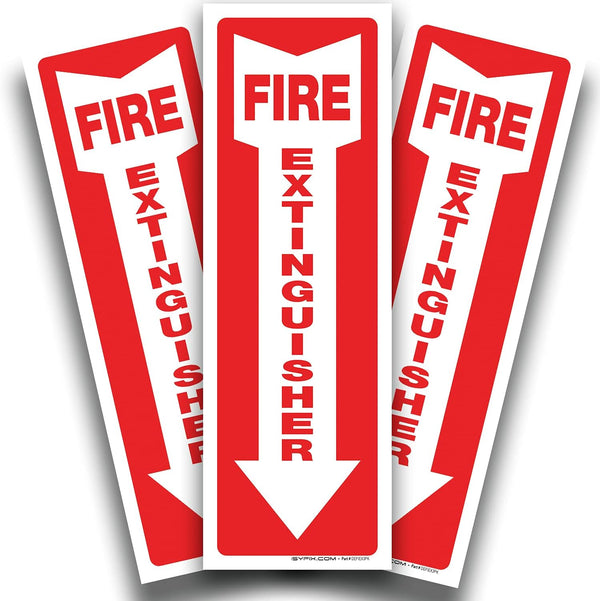 iSYFIX Fire Extinguisher Signs Stickers – 3 Pack, 4x12 Inch, Premium Self-Adhesive Vinyl Decal, Indoor & Outdoor
