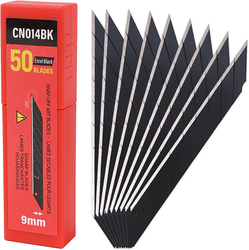 Gomake 9mm Utility Knife Replacement Blades, 30 Degree Snap Off Carbon Steel Blades for Hobby, Craft, Box Cutter, 100PCS