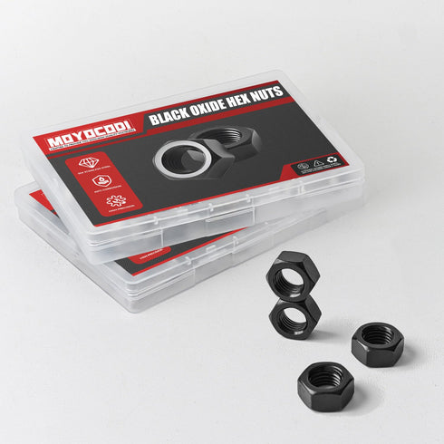 MoyoCodi M6-1 (50 Pack) 304 18-8 Inch Hex Head Nuts, Black Oxide Stainless Steel Hexagon Nuts, Hex Drive, Standard