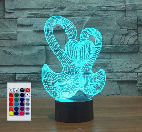 Night Light for Kids 3D Swan Heart to Heart Led Lamp with
