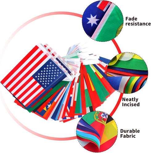 International Flags of The World Pennant Bunting - 100 Countries Flag Banner for Themed Parties