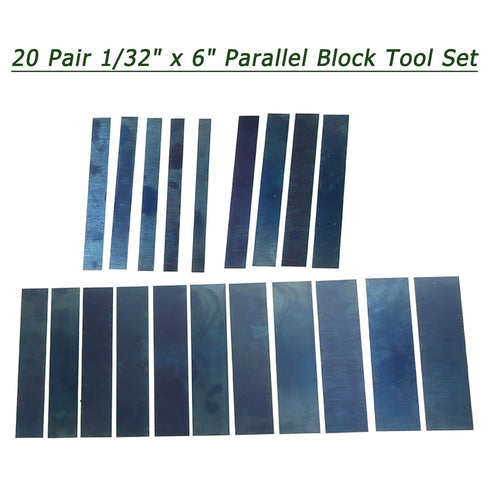20 Pair Machinist Parallel Block Tool Set - 1/32 x 6, 0.0001 Parallelism, 1/2 to 1-11/16 Alloy Steel