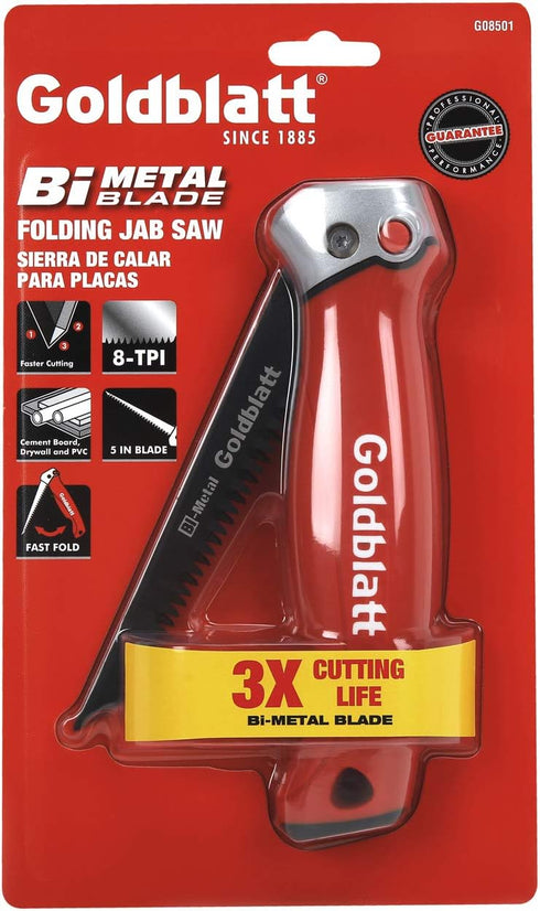 Goldblatt Folding Drywall / Sheetrock Saw - Jab Hand Saw with Soft Grip Handle for Wallboard and Plywood