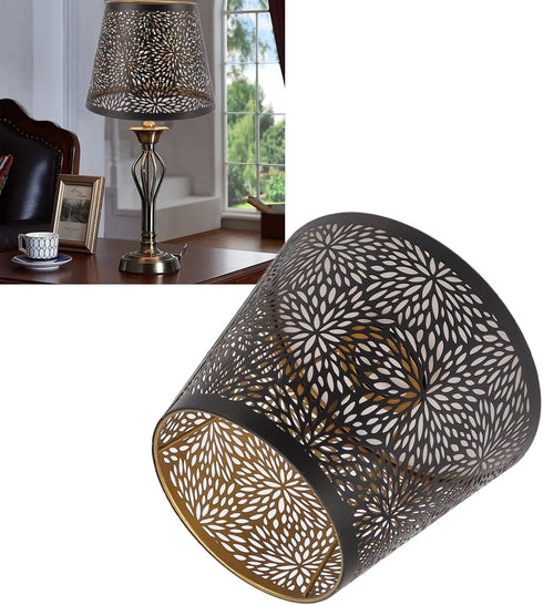 LICAEVEY E26 E27 Bulb 15 13 19 cm, Hollow Carved Metal Lamp Shade, Base Compatible, Detachable Cylindrical Hollow Out