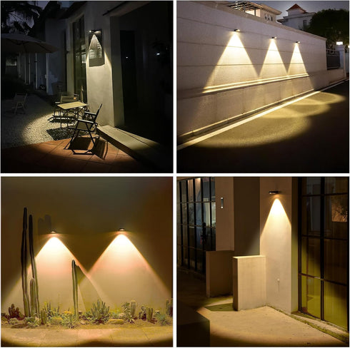 Solar Wall Sconce Lights, Outdoor Waterproof LED Dusk to Dawn Lighting for Fence Porch