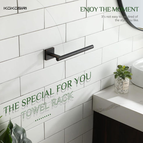 KOKOSIRI Bathroom Towel Bar Hand Towel Holders, Wall Mount Stainless Steel Paper Holder for Kitchen Cabinet, Oil Rubbed