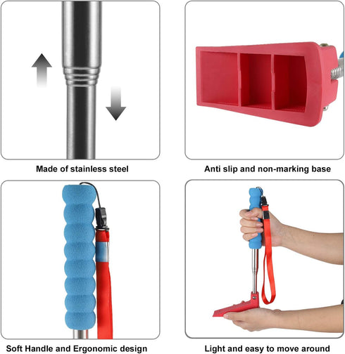 Long Handle Door Stopper Wedge - Heavy-Duty Adjustable Non-Slip Rubber Wedge for Fall Prevention