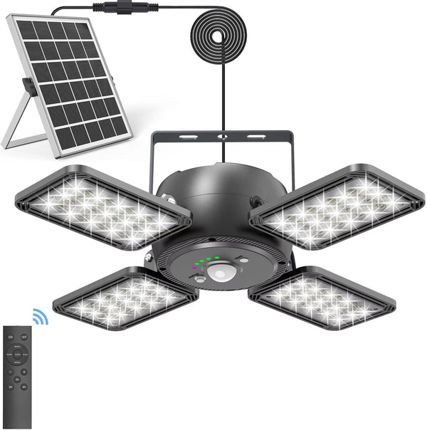 INXPHY Solar Shed Light, 1200LM 144LED Motion Sensor Pendant Light, 5 Lighting Modes