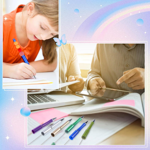 Quelay 180 Pcs Plastic Beadable Pen Thank You Gift Sets with Assorted Beadable Pens, Novelty Packaging Bags, Thank You