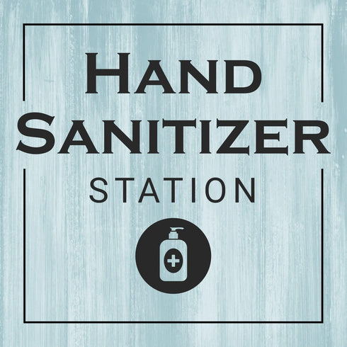 (5" 5) Signs ByLITA Hand Sanitizer Station, Wood Color, Square Table Sign x
