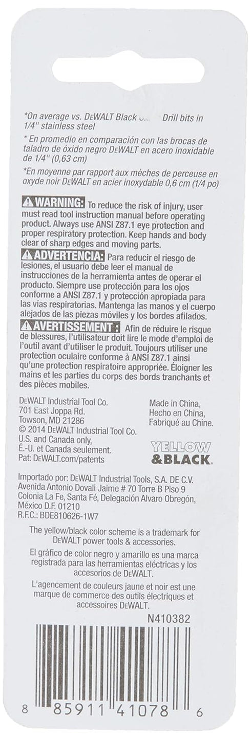 DEWALT DWA1211 11/64" Pilot Point Industrial Cobalt Alloy Steel Drill Bit