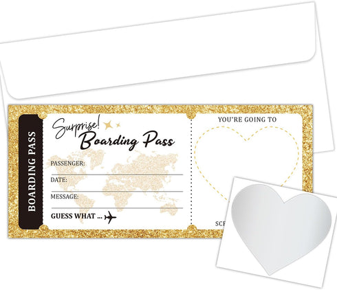 Lesixur Golden Plane Tickets Surprise Trip Reveal Surprise Destination Revealed Card, 5