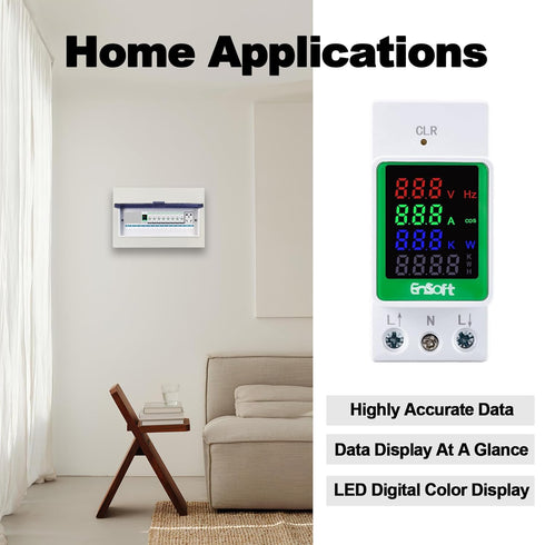 AC Digital Energy Meter, 80-270V, 100A Ampermeter Voltmeter Ammeter Voltage Tester with Built-in CT