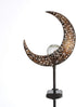 Garden Solar Light Outdoor Decorative - Moon Crackle Glass Globe Stake Metal Lights, Waterproof Warm White LED