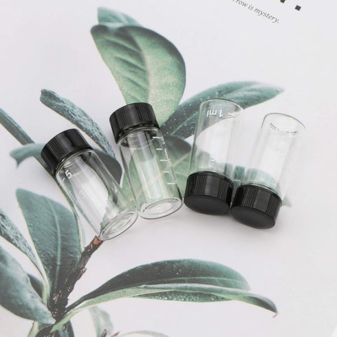 JIUWU 10pcs 5ml 1/6 Oz Scaled Clear Glass Vials, Sample Transparent Liquid Bottles with Screw Cap