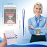 50pcs Fushing Clear Plastic Vertical Name Tags Badge ID Card Holders and Blue Neck Lanyards with Swivel Hook