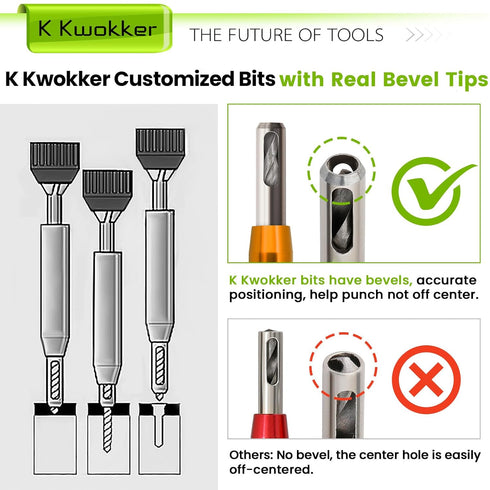 Self Centering Drill Bit Set 1/4" Hex Shank Vix Bit for Metal Wood Cabinet Door