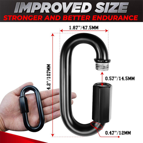 2PCS Heavy Duty Chain Quick Links, 4.2”, 2500 LBS Weight Capacity, Durable Anti-Rust High Strength Chain Connector