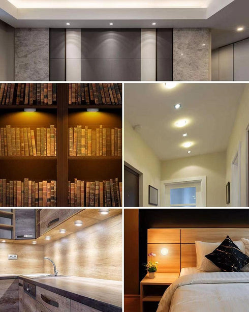 13 Closet, 3M 6Pcs Puck Lights with Remote Control Battery Operated LED Push Lights Wireless, Color RGB - for Bedroom