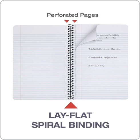 Oxford Spiral Composition Notebooks - 4 Pack, Poly Covers, College Ruled Paper, 9-3/4 x 7-1/2 Inches, 80 Sheets