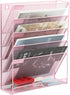 EASEPRES Wall File Holder Organizer - Cute Pink 5 Tier Hanging File Rack for Home Office Supplies