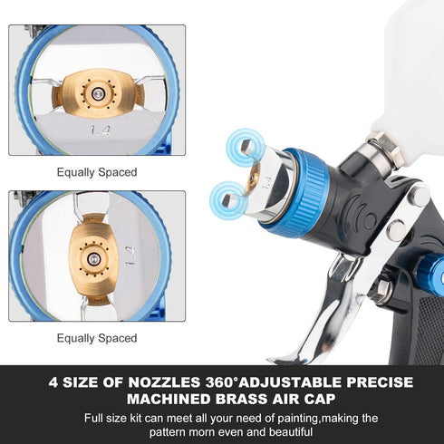 1.4/1.7/2.0//2.5 mm Nozzles HVLP Spray Gun Kits Gravity Feed Air Paint Gun with Spray Paint Gun Automotive with Air