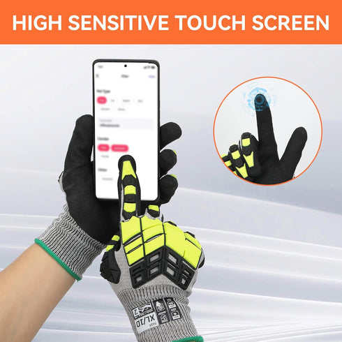 Safety Work Gloves, Impact Gloves for Men Women, Cut Resistant Non-Slip Heavy Duty with Nitrile Grip