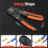 Preciva Hexagonal Ferrule Crimping Tool, AWG 28-7 Adjustable Ratcheting Wire Crimping Plier