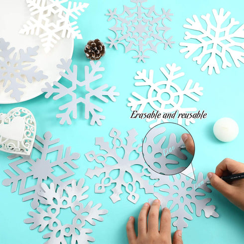 Zonon 45 Pieces Snowflake Cutouts - Winter Christmas Paper Decorations with Glue Point Dot for Home Class Office Decor