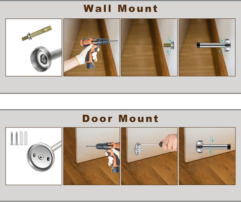 Long Stainless Steel Door Stops, 8 Inch Commercial Doorstop, Wall Mounted Heavy Duty Door Holder with Mute Rubber Tip