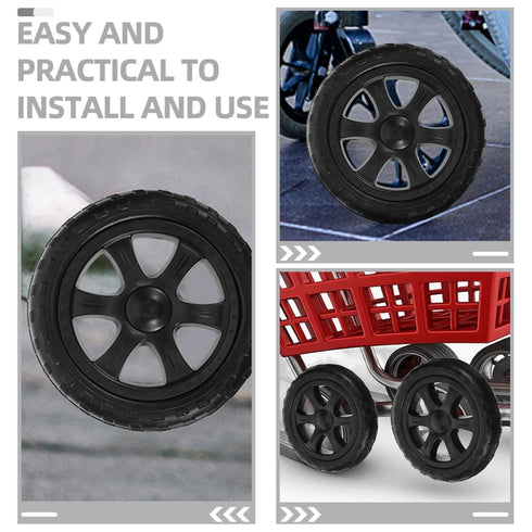 4pcs NOLITOY Heavy Duty Shopping Cart Replacement Wheels for Folding Grocery Trolley with Snowflake Design Sturdy