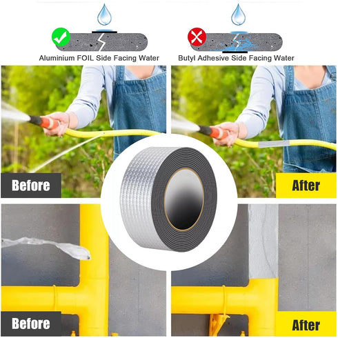 Butyl Tape, Waterproof Sealant Tape Butyl Rubber for RV Marine Window Silicone Glass Roof Leak Patching Boat Pipe Sealing (33ft x 2in)